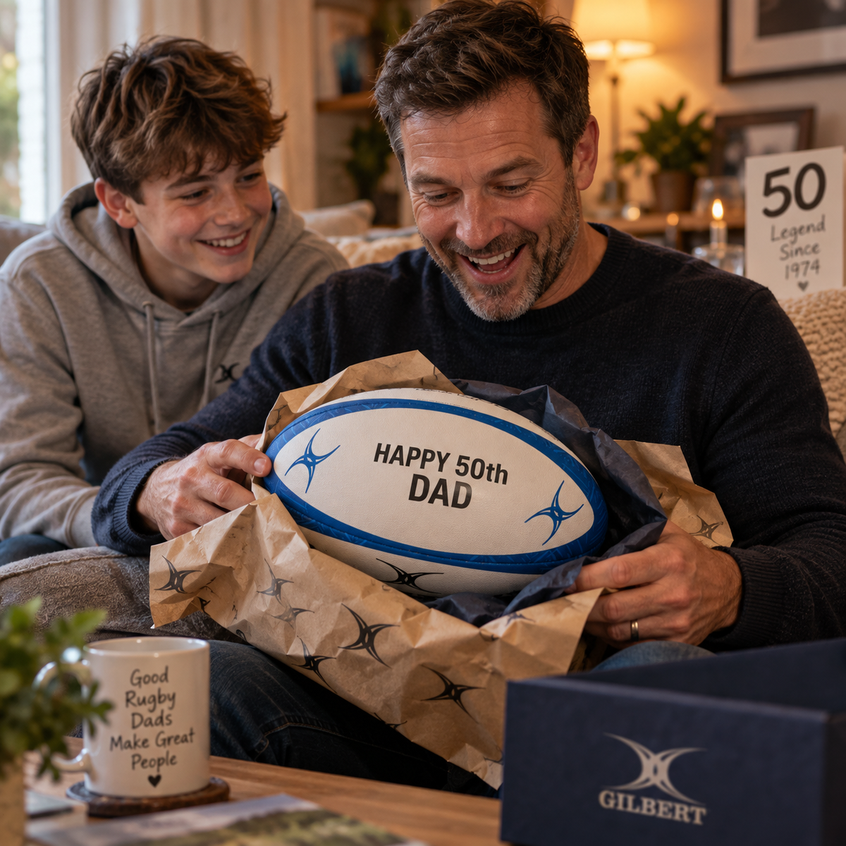 Personalised Gilbert G-TR8000 Rugby Ball - Navy - Sizes 3, 4 & 5