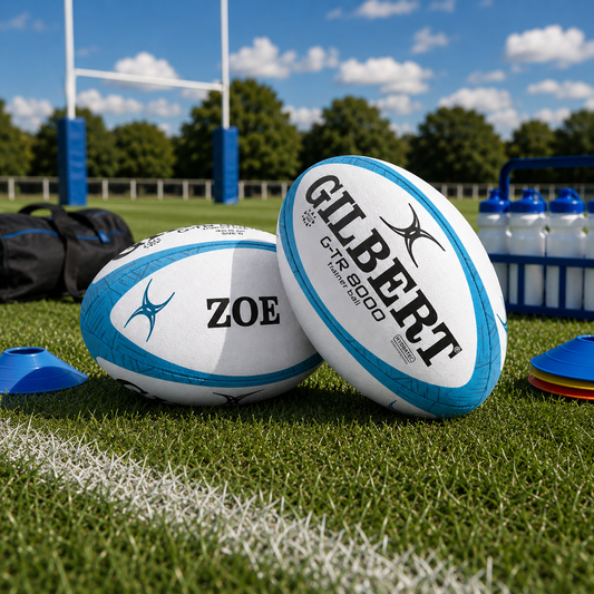 Personalised Gilbert G-TR8000 Rugby Ball - Sky - Sizes 3, 4 & 5